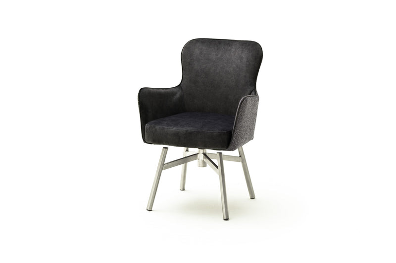 Set 2 scaune rotative tapitate cu stofa si picioare metalice, Sheffield B Round, Antracit / Crom, l62xA64xH88 cm (1)
