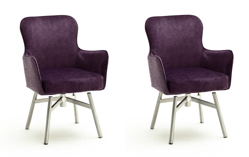 Set 2 scaune rotative tapitate cu stofa si picioare metalice, Sheffield B Round, Burgundy / Crom, l62xA64xH88 cm