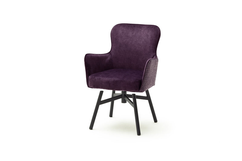Set 2 scaune rotative tapitate cu stofa si picioare metalice, Sheffield B Round, Burgundy / Negru, l62xA64xH88 cm (1)