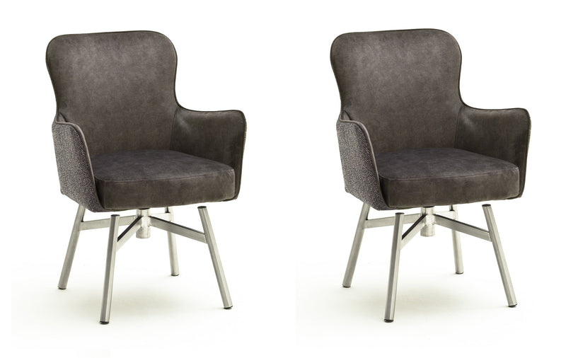 Set 2 scaune rotative tapitate cu stofa si picioare metalice, Sheffield B Round, Cappucino / Crom, l62xA64xH88 cm