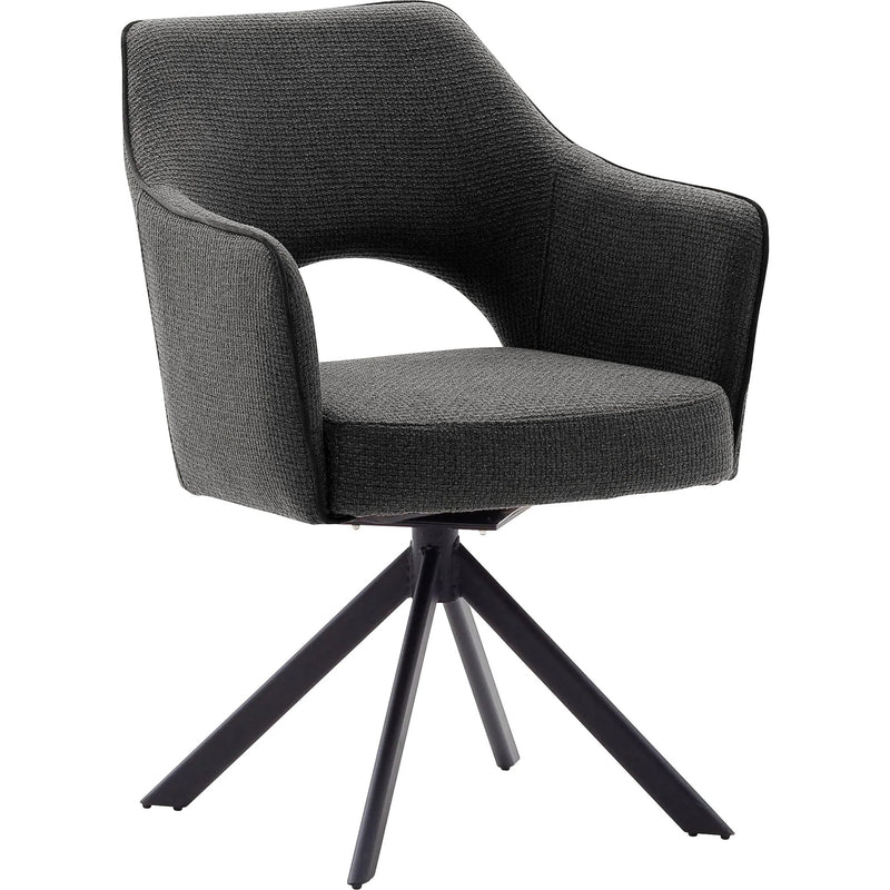 Set 2 scaune rotative tapitate cu stofa si picioare metalice, Tonala Antracit / Negru, l64xA61xH85 cm (3)