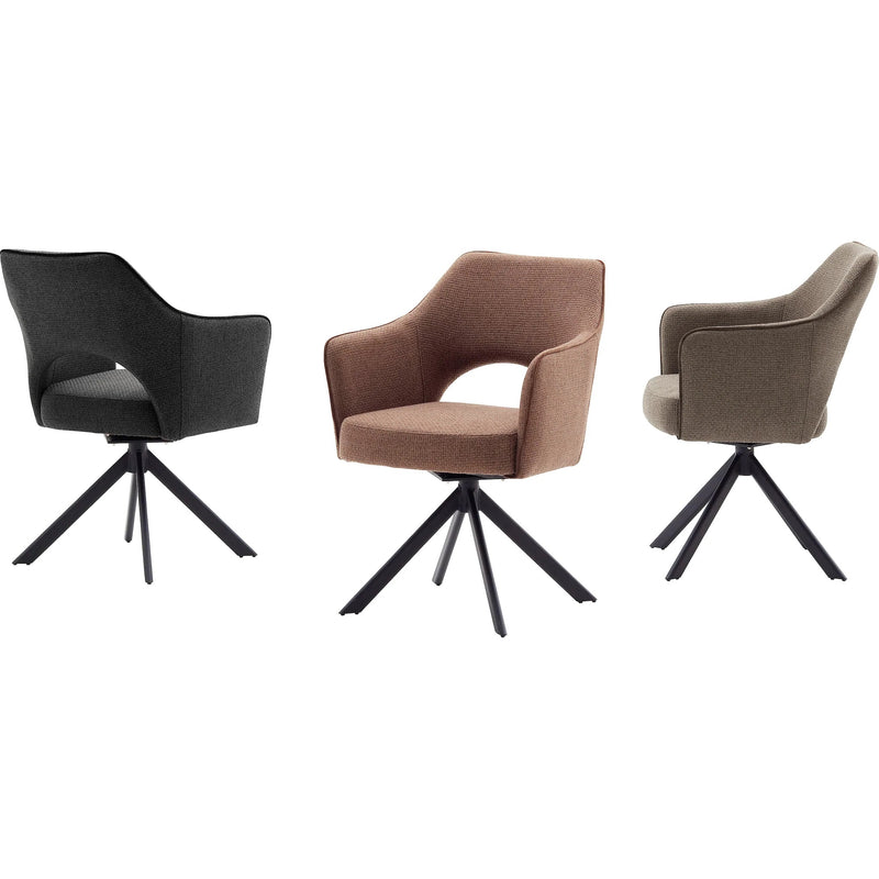 Set 2 scaune rotative tapitate cu stofa si picioare metalice, Tonala Antracit / Negru, l64xA61xH85 cm (2)