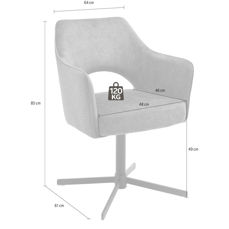 Set 2 scaune rotative tapitate cu stofa si picioare metalice, Valletta Capuccino / Negru, l64xA61xH85 cm (6)