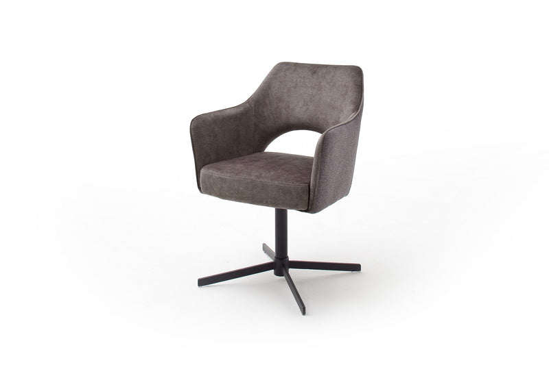 Set 2 scaune rotative tapitate cu stofa si picioare metalice, Valletta Capuccino / Negru, l64xA61xH85 cm (4)