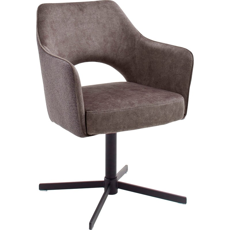 Set 2 scaune rotative tapitate cu stofa si picioare metalice, Valletta Capuccino / Negru, l64xA61xH85 cm (3)