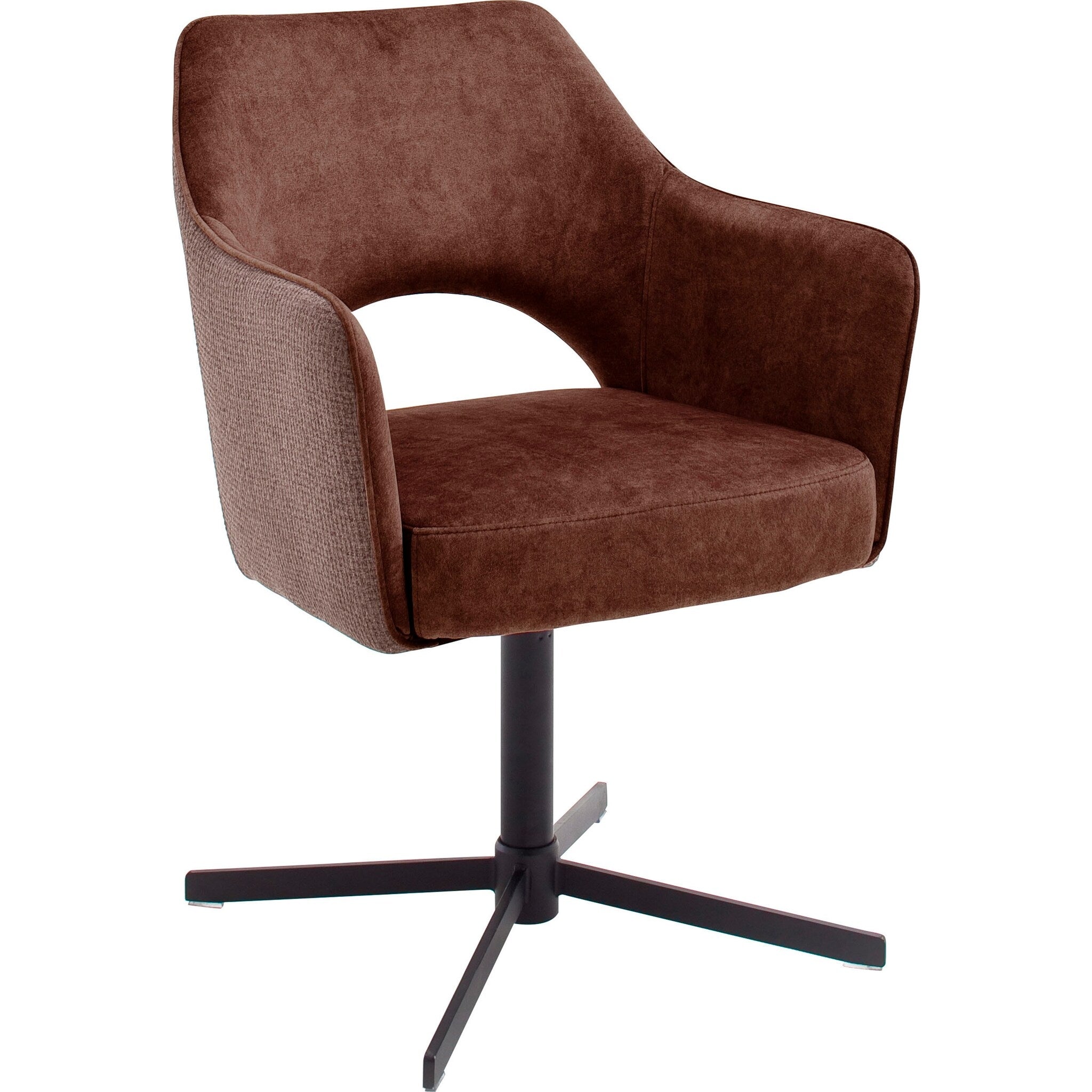 Set 2 scaune rotative tapitate cu stofa si picioare metalice, Valletta Ruginiu / Negru, l64xA61xH85 cm (3)