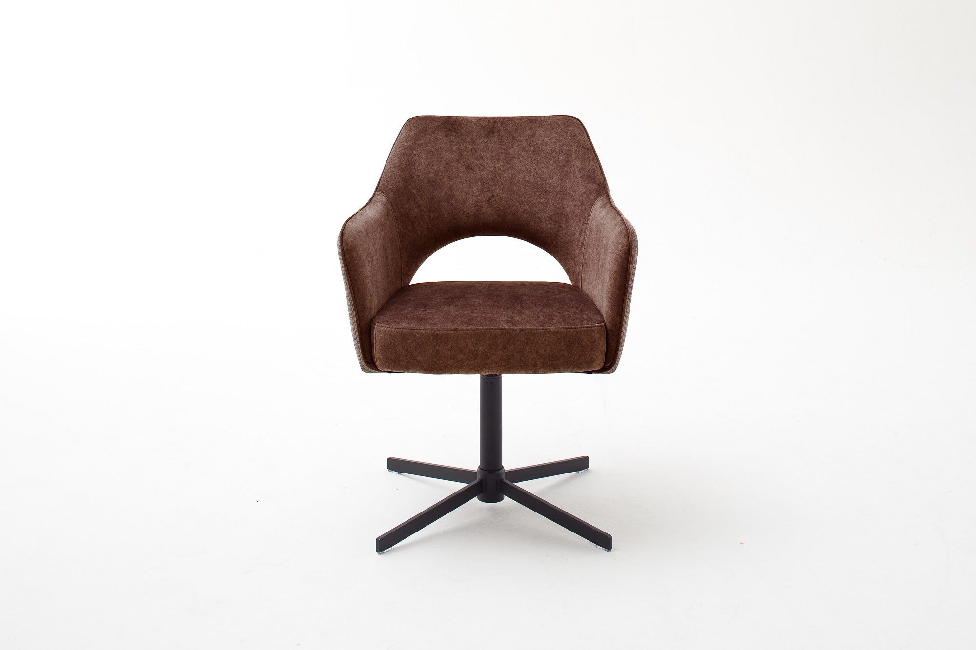 Set 2 scaune rotative tapitate cu stofa si picioare metalice, Valletta Ruginiu / Negru, l64xA61xH85 cm (7)