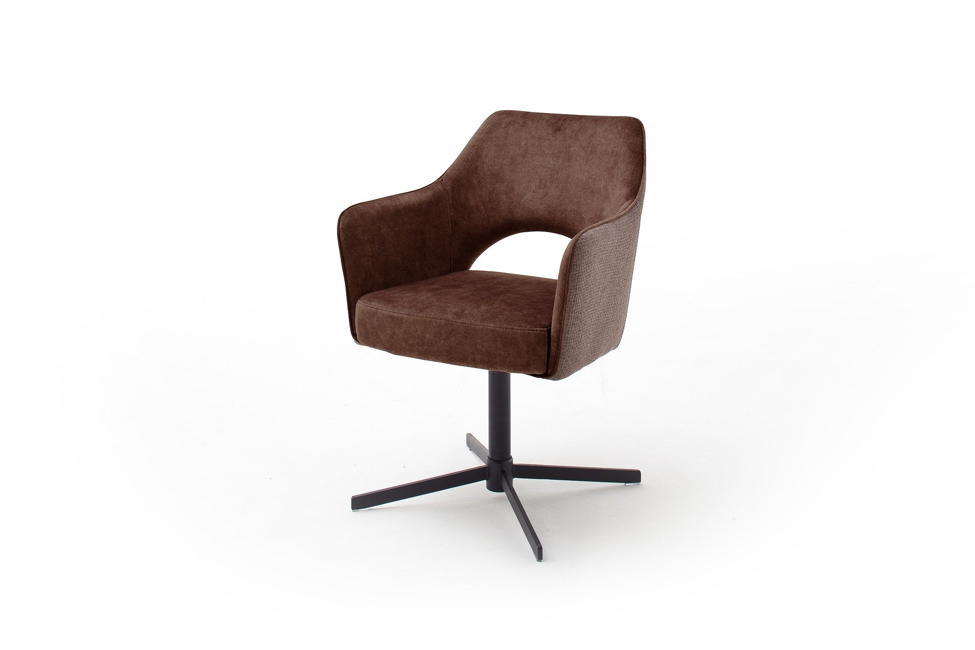 Set 2 scaune rotative tapitate cu stofa si picioare metalice, Valletta Ruginiu / Negru, l64xA61xH85 cm (8)