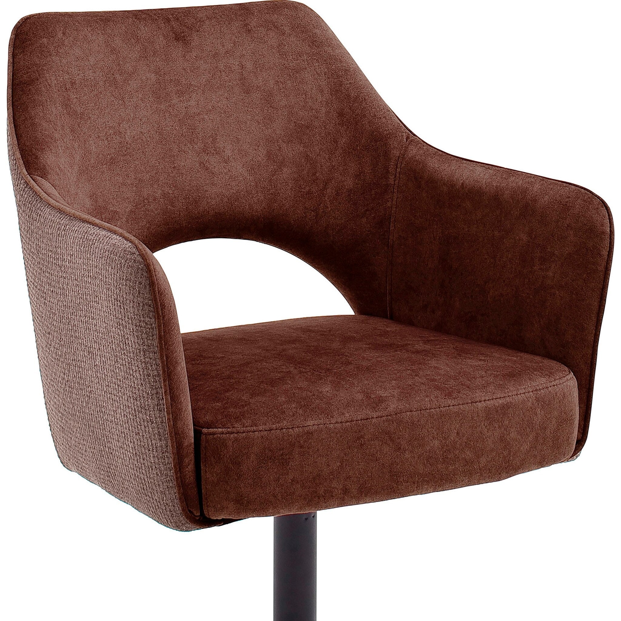 Set 2 scaune rotative tapitate cu stofa si picioare metalice, Valletta Ruginiu / Negru, l64xA61xH85 cm (4)