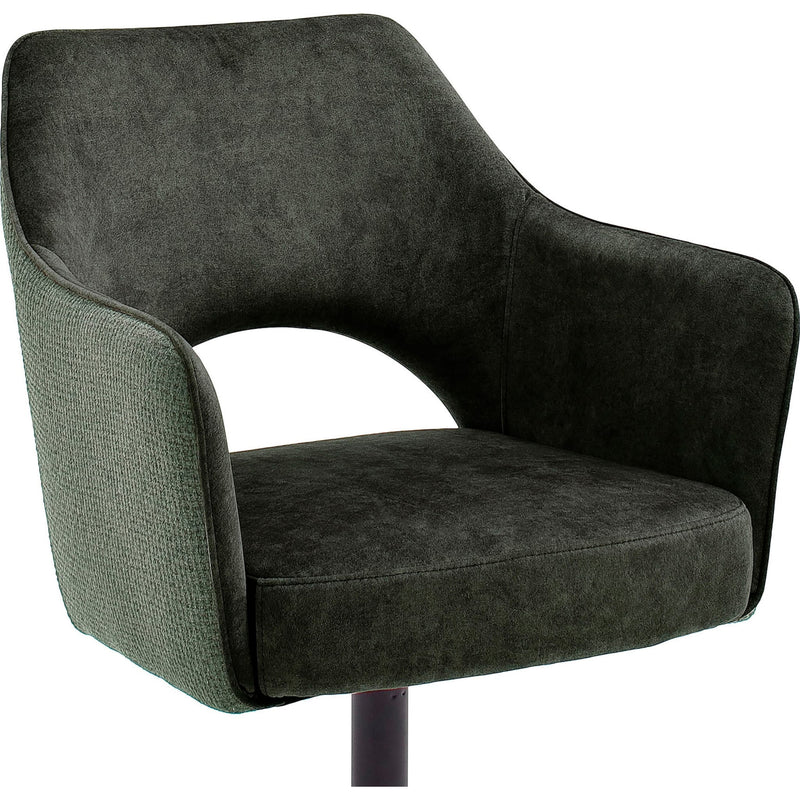 Set 2 scaune rotative tapitate cu stofa si picioare metalice, Valletta Verde Olive / Negru, l64xA61xH85 cm (7)