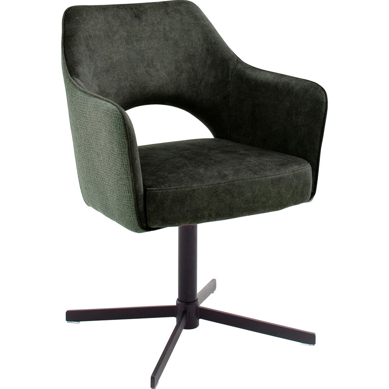 Set 2 scaune rotative tapitate cu stofa si picioare metalice, Valletta Verde Olive / Negru, l64xA61xH85 cm (6)