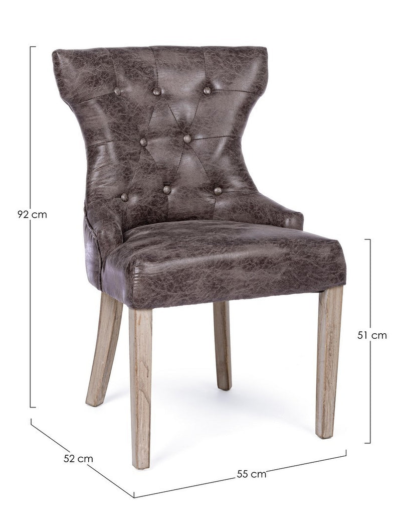 Set 2 scaune tapitate cu piele ecologica si picioare din lemn Azelia Maro Inchis / Natural, l55xA52xH92 cm (7)