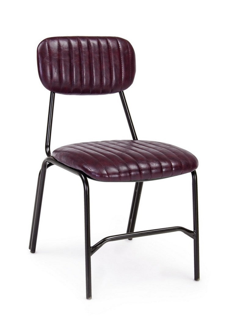 Set 2 scaune tapitate cu piele ecologica si picioare metalice Debbie Bordeaux / Negru, l44xA55xH73 cm (1)