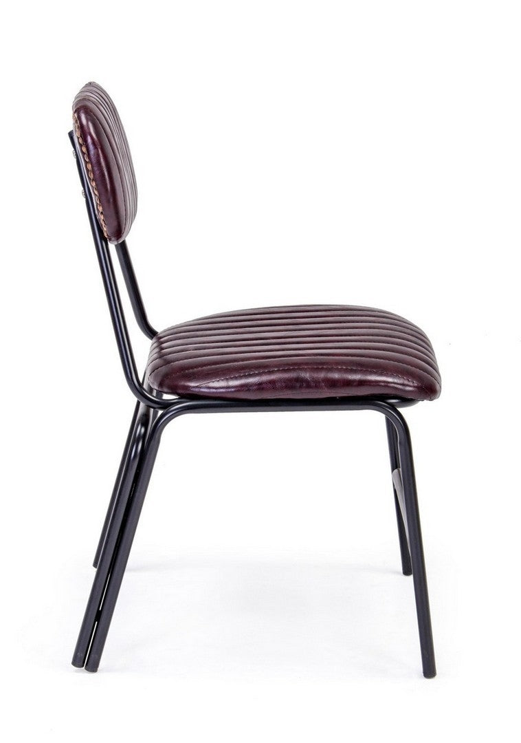 Set 2 scaune tapitate cu piele ecologica si picioare metalice Debbie Bordeaux / Negru, l44xA55xH73 cm (2)