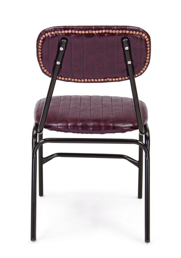 Set 2 scaune tapitate cu piele ecologica si picioare metalice Debbie Bordeaux / Negru, l44xA55xH73 cm (4)