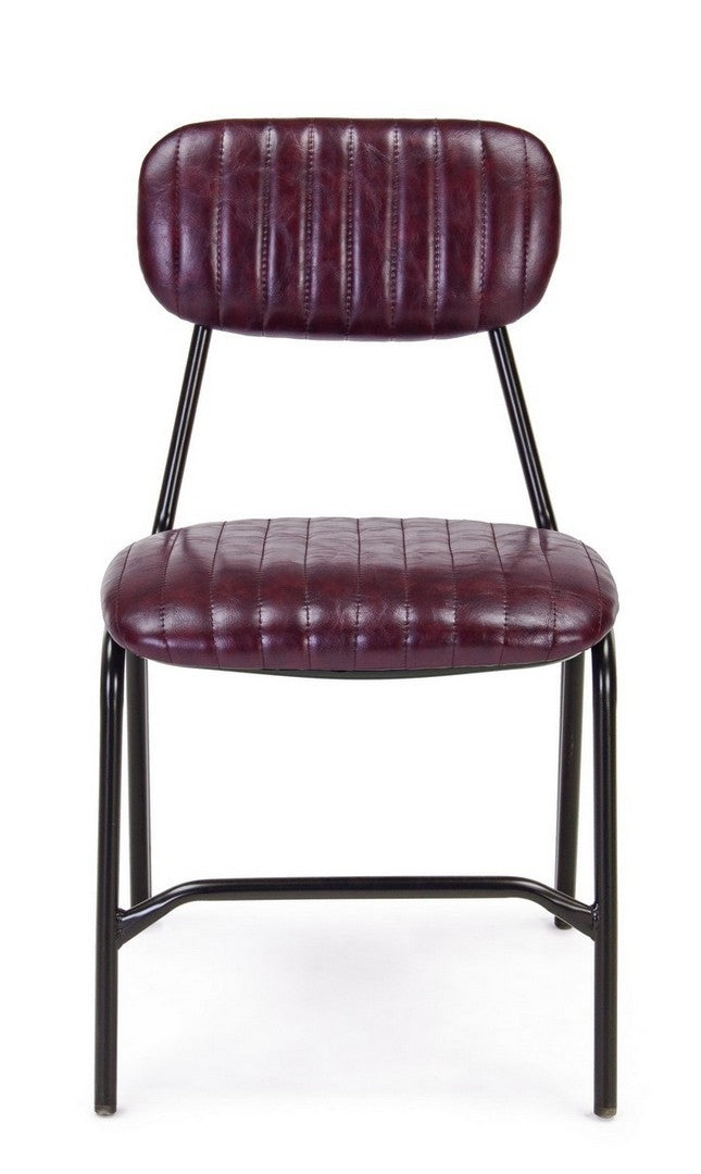 Set 2 scaune tapitate cu piele ecologica si picioare metalice Debbie Bordeaux / Negru, l44xA55xH73 cm (3)