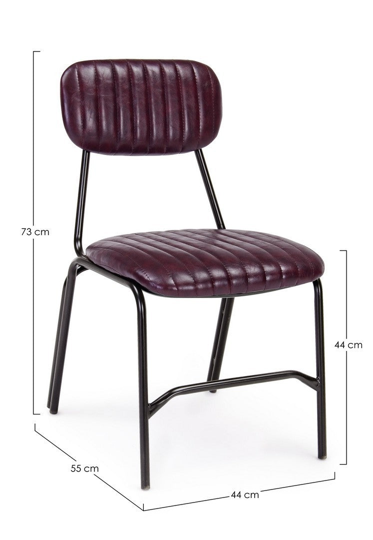 Set 2 scaune tapitate cu piele ecologica si picioare metalice Debbie Bordeaux / Negru, l44xA55xH73 cm (7)