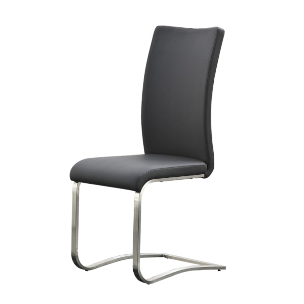 Set 2 scaune tapitate cu piele ecologica si picioare metalice, Arco Negru / Crom, l43xA52xH103 cm (1)