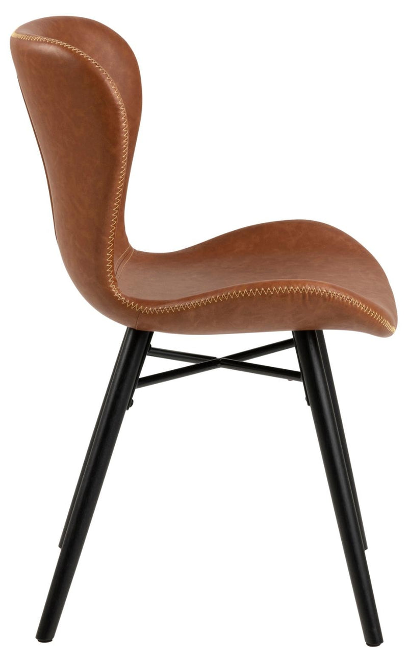 Set 2 scaune tapitate cu piele ecologica si picioare metalice Batilda A-1 Maro / Negru, l47xA53xH82,5 cm (3)