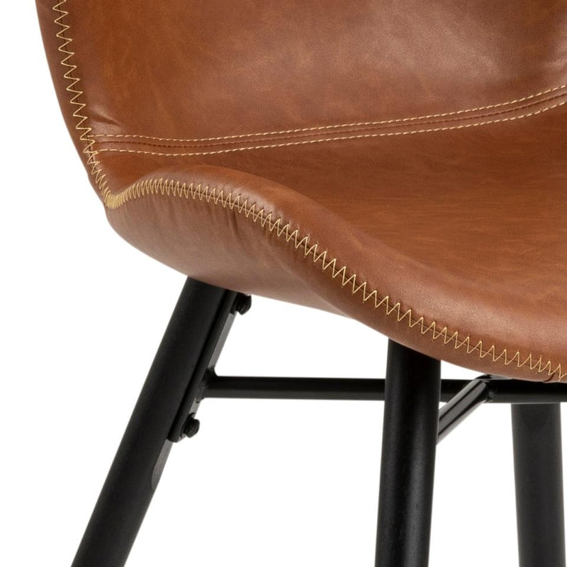 Set 2 scaune tapitate cu piele ecologica si picioare metalice Batilda A-1 Maro / Negru, l47xA53xH82,5 cm (4)