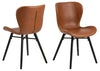 Set 2 scaune tapitate cu piele ecologica si picioare metalice Batilda A-1 Maro / Negru, l47xA53xH82,5 cm
