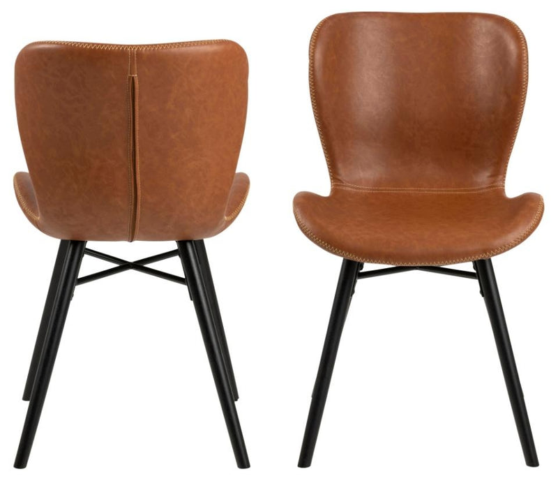 Set 2 scaune tapitate cu piele ecologica si picioare metalice Batilda A-1 Maro / Negru, l47xA53xH82,5 cm (2)