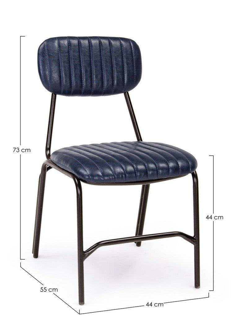 Set 2 scaune tapitate cu piele ecologica si picioare metalice Debbie Bleumarin / Negru, l44xA55xH73 cm (8)