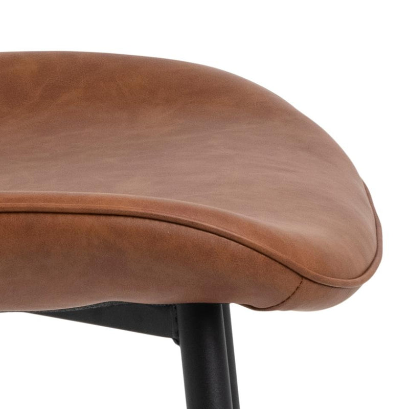 Set 2 scaune tapitate cu piele ecologica si picioare metalice Femke Maro / Negru, l47,5xA57,5xH85 cm (3)