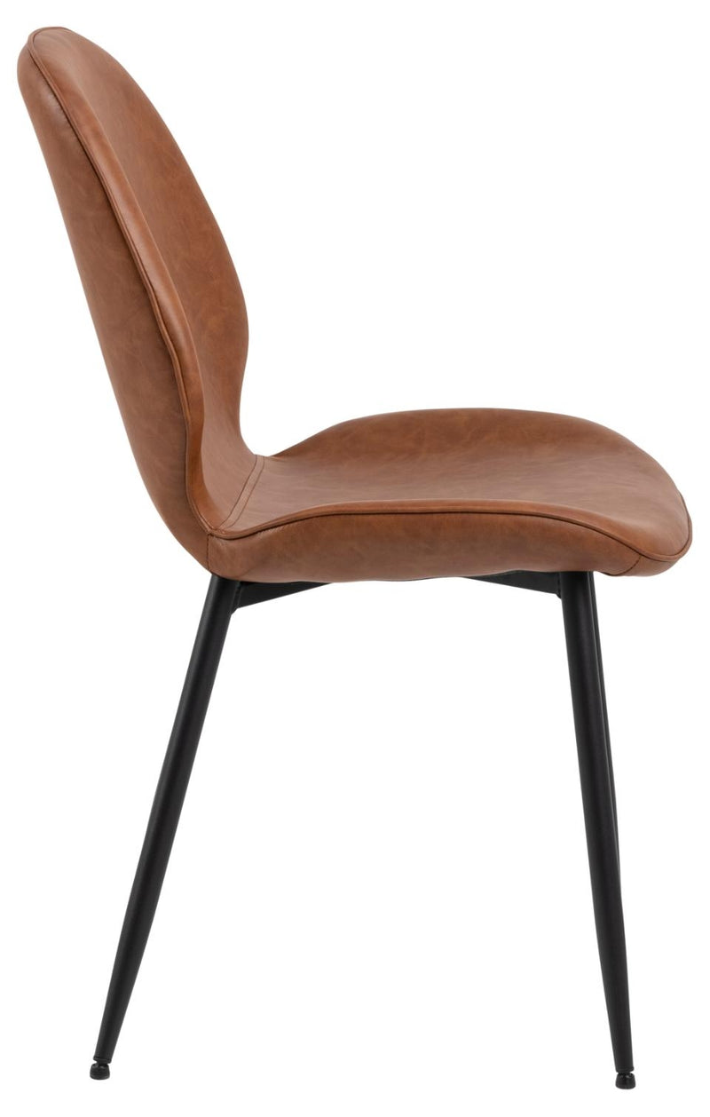Set 2 scaune tapitate cu piele ecologica si picioare metalice Femke Maro / Negru, l47,5xA57,5xH85 cm (5)