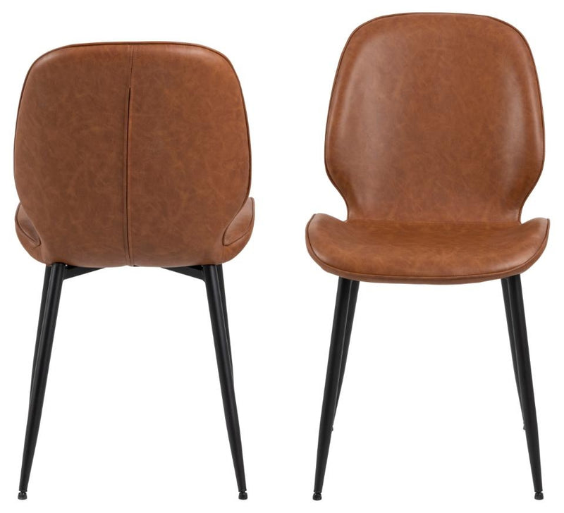 Set 2 scaune tapitate cu piele ecologica si picioare metalice Femke Maro / Negru, l47,5xA57,5xH85 cm (4)