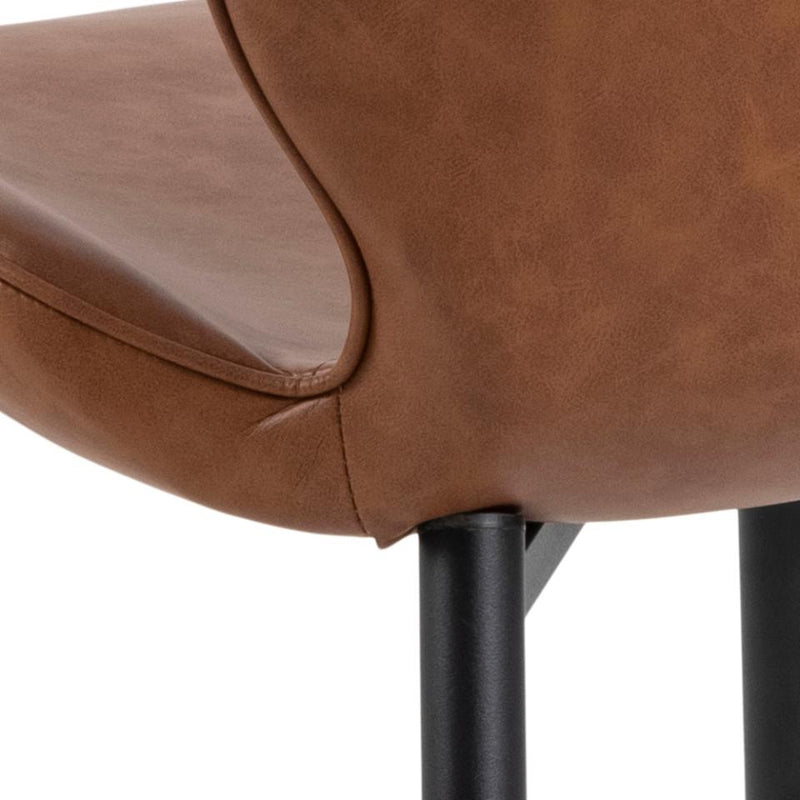 Set 2 scaune tapitate cu piele ecologica si picioare metalice Femke Maro / Negru, l47,5xA57,5xH85 cm (2)