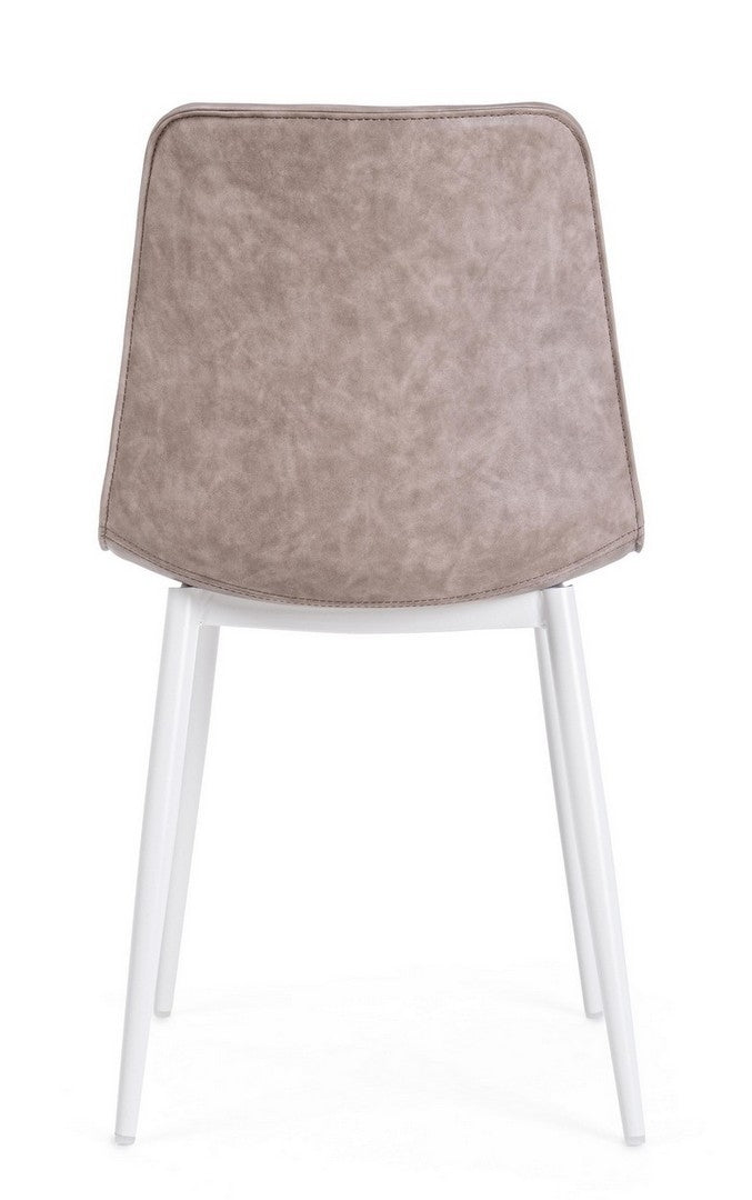 Set 2 scaune tapitate cu piele ecologica si picioare metalice Kyra Bej / Alb, l44xA50xH80 cm (5)