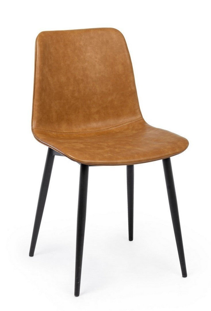 Set 2 scaune tapitate cu piele ecologica si picioare metalice Kyra Maro / Negru, l44xA50xH80 cm (4)