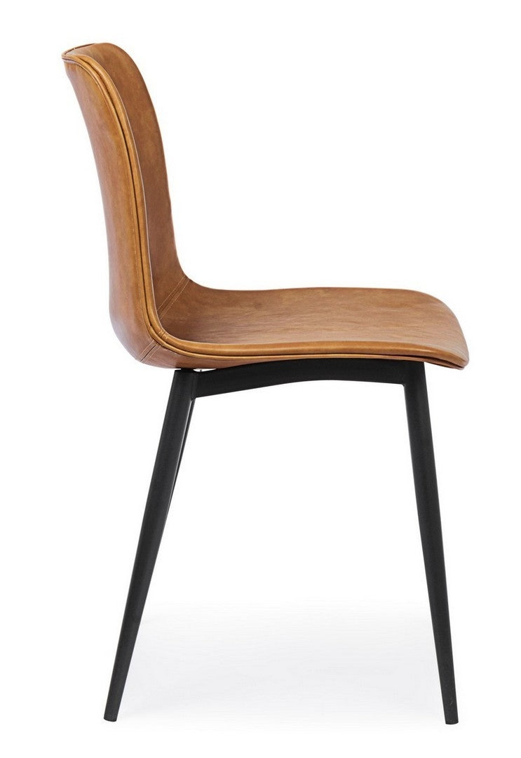 Set 2 scaune tapitate cu piele ecologica si picioare metalice Kyra Maro / Negru, l44xA50xH80 cm (7)