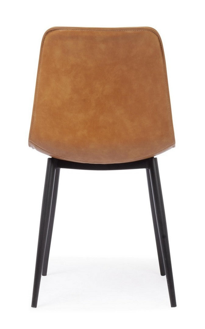 Set 2 scaune tapitate cu piele ecologica si picioare metalice Kyra Maro / Negru, l44xA50xH80 cm (6)
