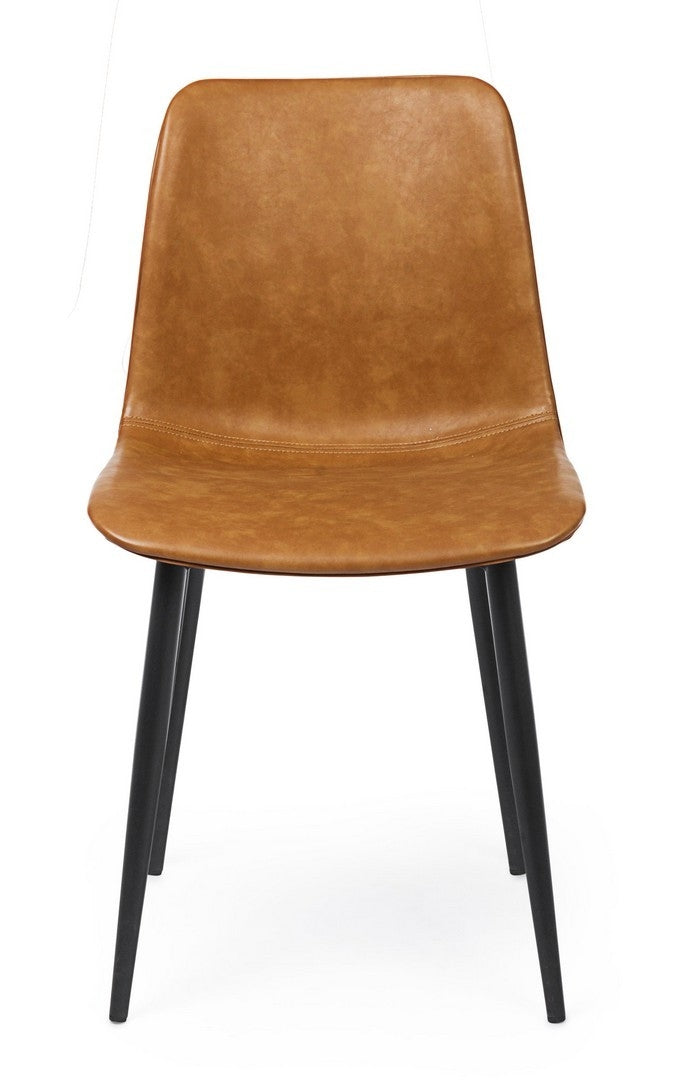 Set 2 scaune tapitate cu piele ecologica si picioare metalice Kyra Maro / Negru, l44xA50xH80 cm (5)