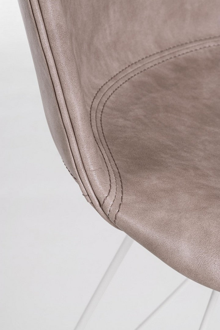 Set 2 scaune tapitate cu piele ecologica si picioare metalice Loft Bej / Alb, l56xA54xH76 cm (6)