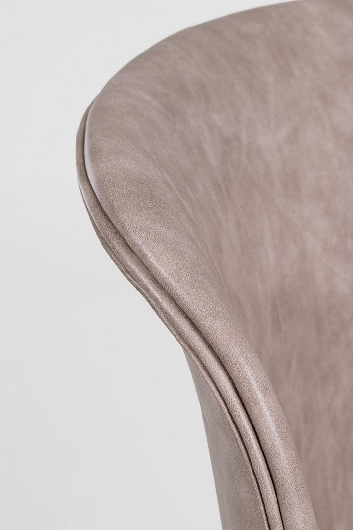 Set 2 scaune tapitate cu piele ecologica si picioare metalice Loft Bej / Alb, l56xA54xH76 cm (5)