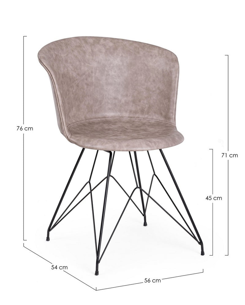 Set 2 scaune tapitate cu piele ecologica si picioare metalice Loft Bej / Negru, l56xA54xH76 cm (8)