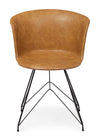 Set 2 scaune tapitate cu piele ecologica si picioare metalice Loft Maro / Negru, l56xA54xH76 cm (3)