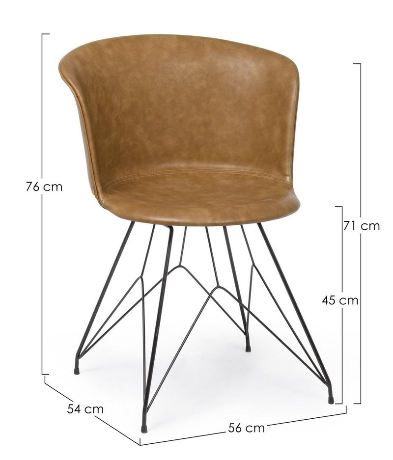 Set 2 scaune tapitate cu piele ecologica si picioare metalice Loft Maro / Negru, l56xA54xH76 cm (8)