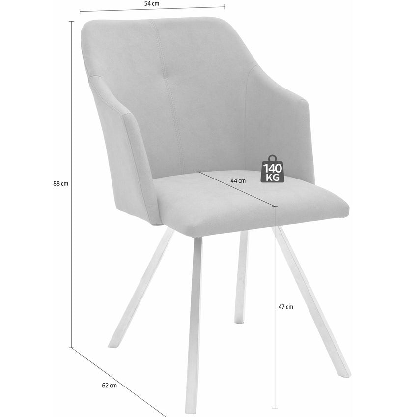 Set 2 scaune tapitate cu piele ecologica si picioare metalice, Madita B, Antracit / Crom, l54xA62xH88 cm (2)