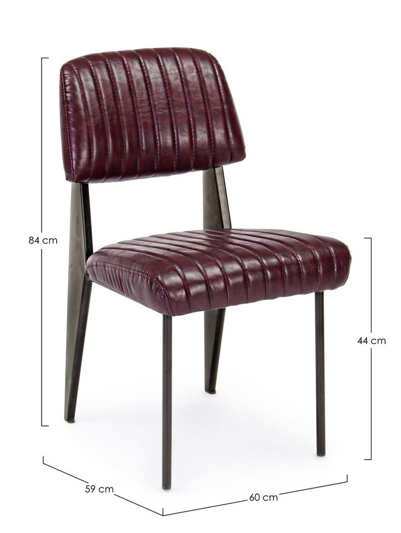 Set 2 scaune tapitate cu piele ecologica si picioare metalice Nelly A Bordeaux / Negru l60xA59xH84 cm (6)