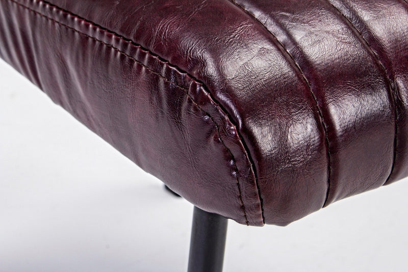 Set 2 scaune tapitate cu piele ecologica si picioare metalice Nelly A Bordeaux / Negru l60xA59xH84 cm (5)