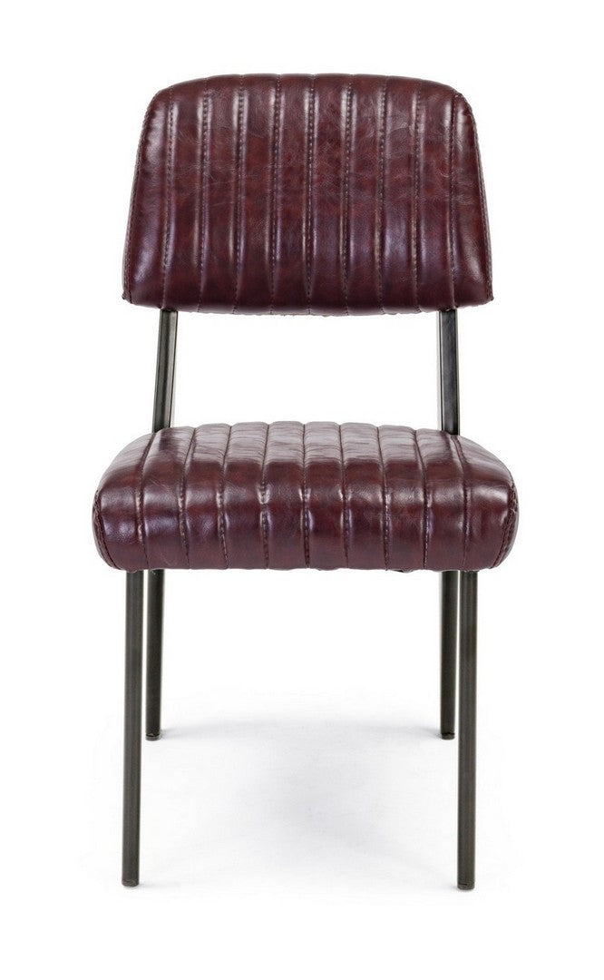 Set 2 scaune tapitate cu piele ecologica si picioare metalice Nelly A Bordeaux / Negru l60xA59xH84 cm (2)
