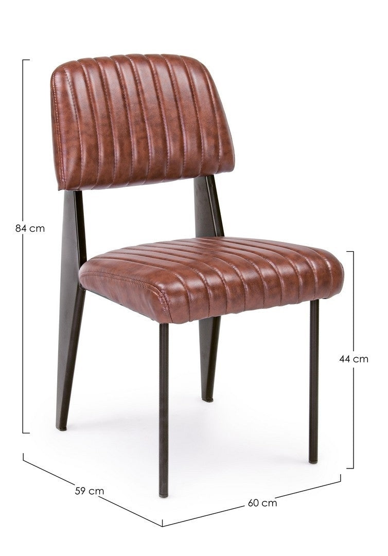 Set 2 scaune tapitate cu piele ecologica si picioare metalice Nelly A Caramiziu / Negru l60xA59xH84 cm (7)