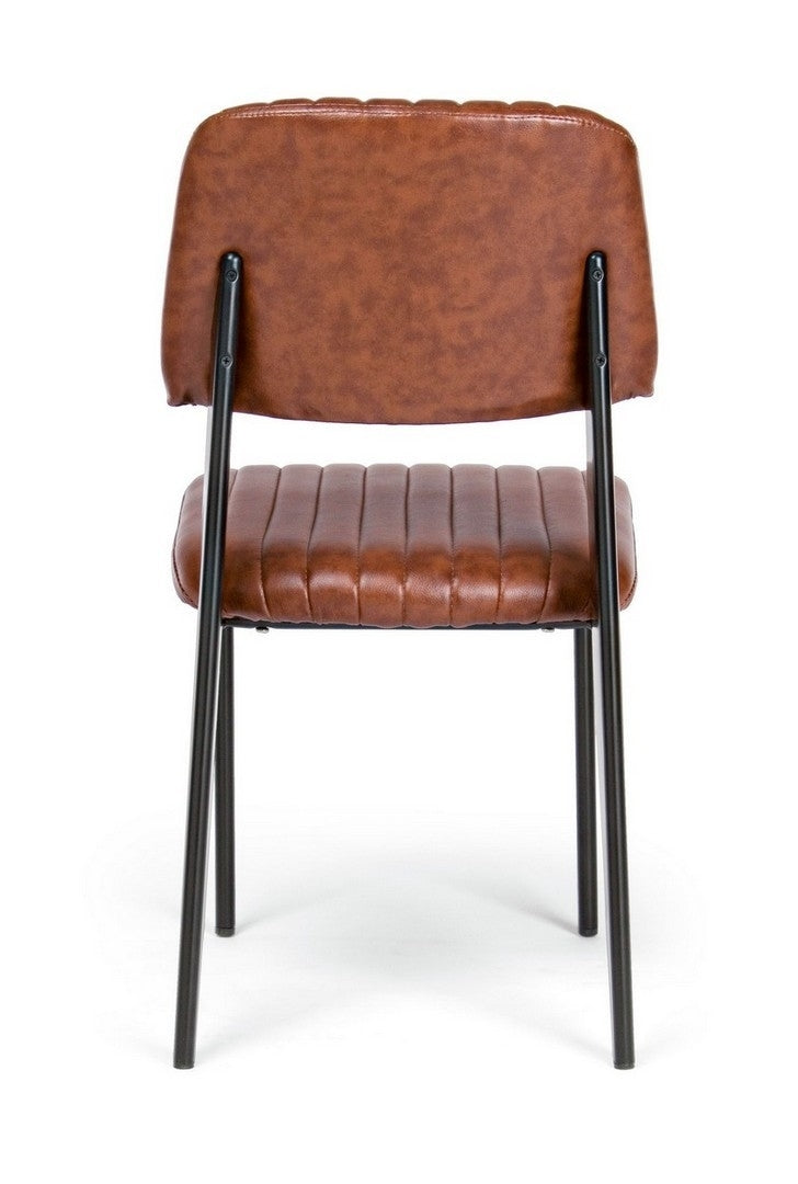 Set 2 scaune tapitate cu piele ecologica si picioare metalice Nelly A Caramiziu / Negru l60xA59xH84 cm (4)