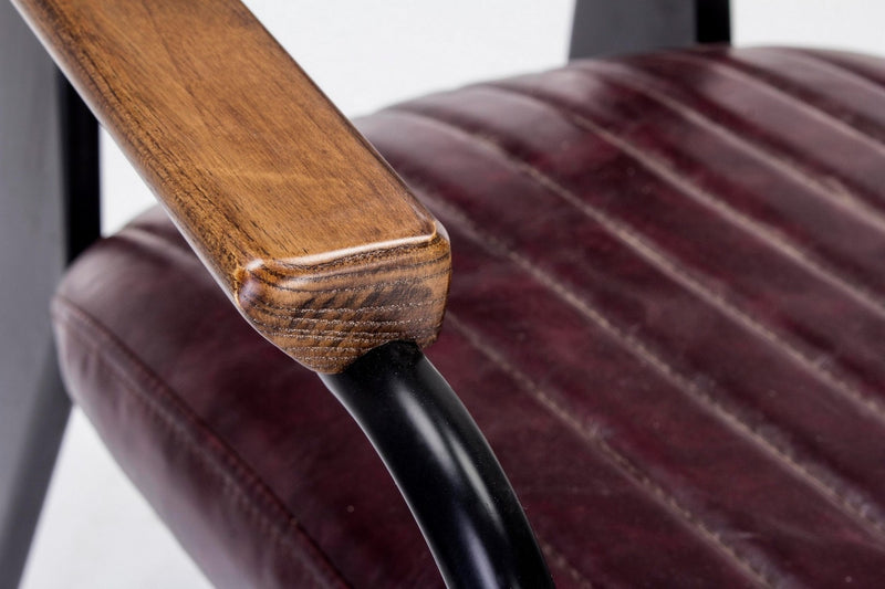 Set 2 scaune tapitate cu piele ecologica si picioare metalice Nelly Plus Bordeaux / Negru l60xA63xH84 cm (5)