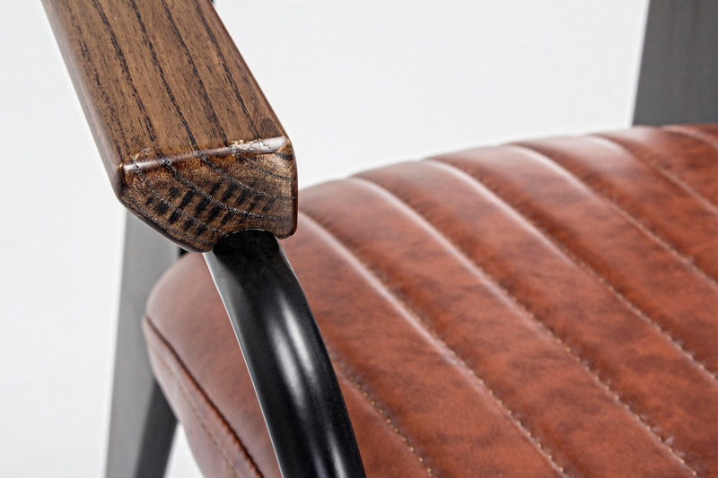 Set 2 scaune tapitate cu piele ecologica si picioare metalice Nelly Plus Caramiziu / Negru l60xA63xH84 cm (5)