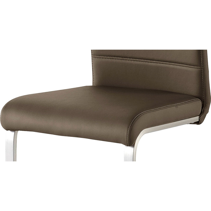 Set 2 scaune tapitate cu piele ecologica si picioare metalice, Pescara Maro / Crom, l42xA56xH102 cm (7)